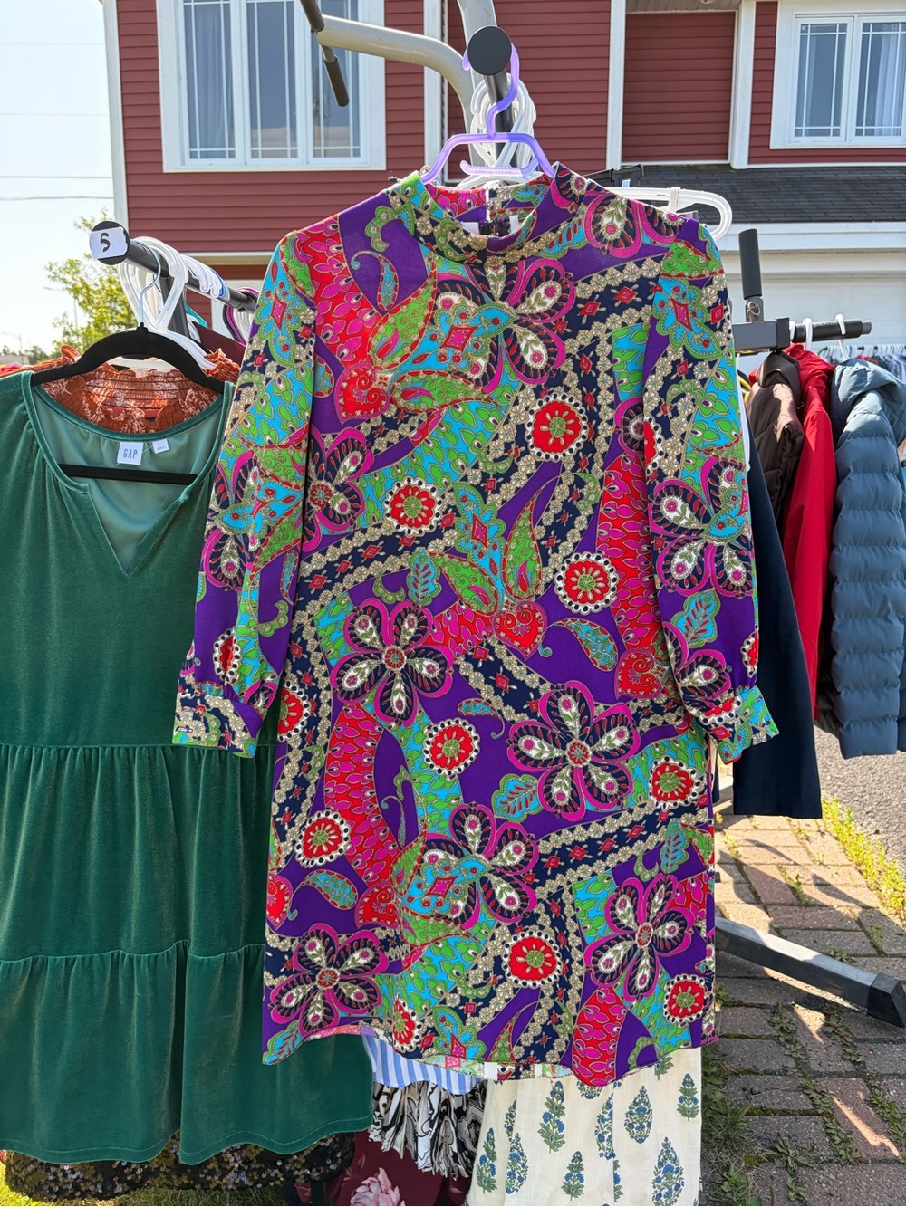 Vintage Purple Multi-Print Mini Dress